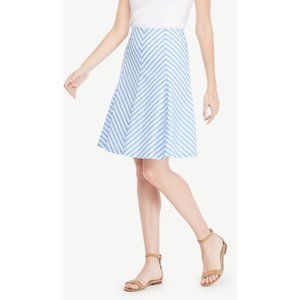 Striped Poplin Flare Skirt - Lined- Ann Taylor